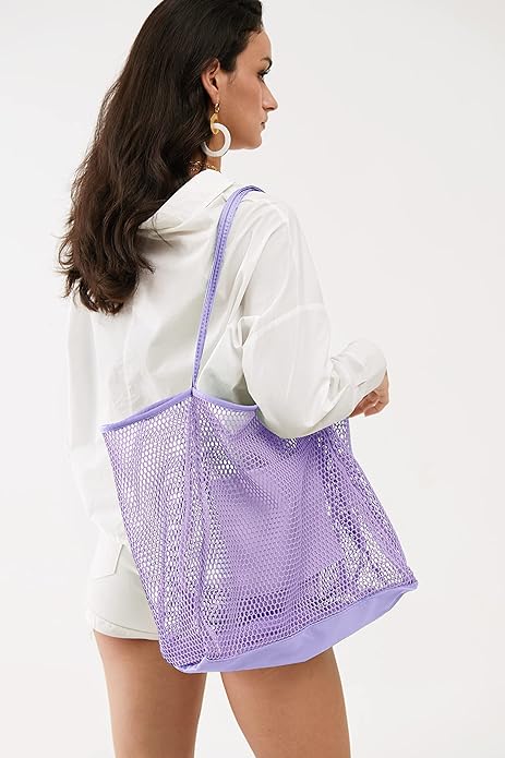Mesh Beach Tote, Womens Shoulder Handbag, Beach Bag Mesh Beach Tote, Womens Shoulder Handbag, Beach Bag